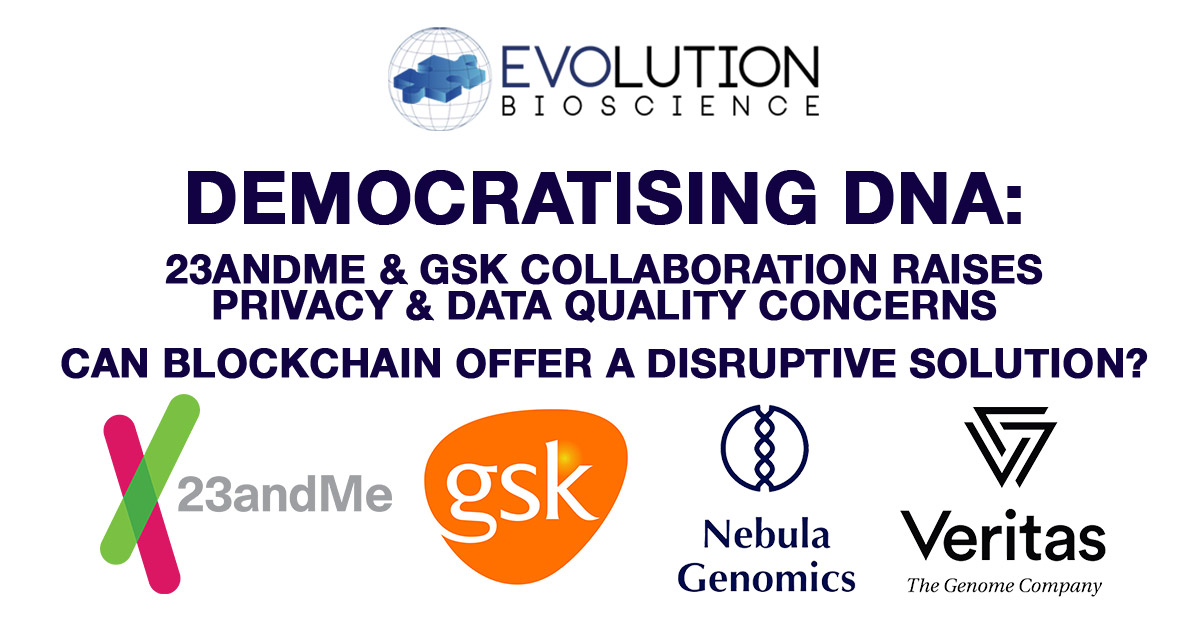 Democratising DNA: 23andMe & GSK Collaboration Highlights Data Quality & Privacy Concerns; Can Blockchain Offer a Disruptive Solution?